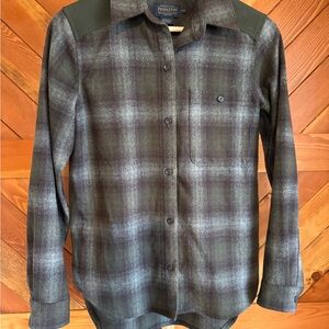 Pendleton Plaid Button-Up Shirt - Green and Gray